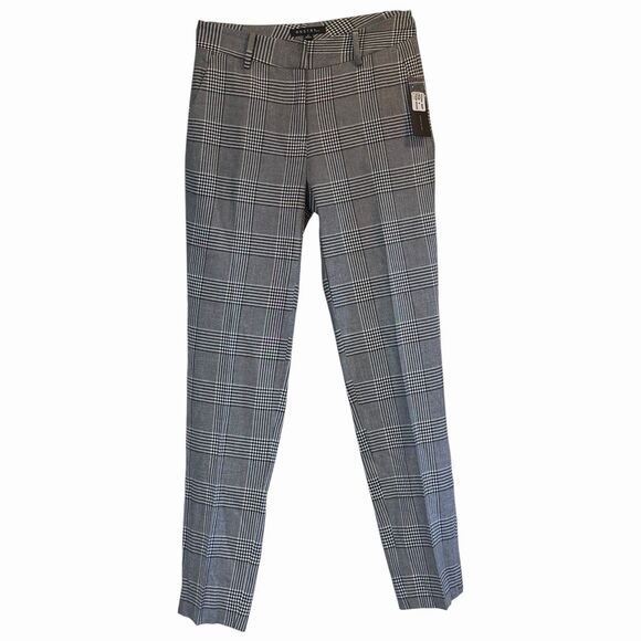 NDSTRY by ICO Pants - Plaid Slim Fit Trousers Tailored Mid Rise Minimalist Size 0 Gray Officewear